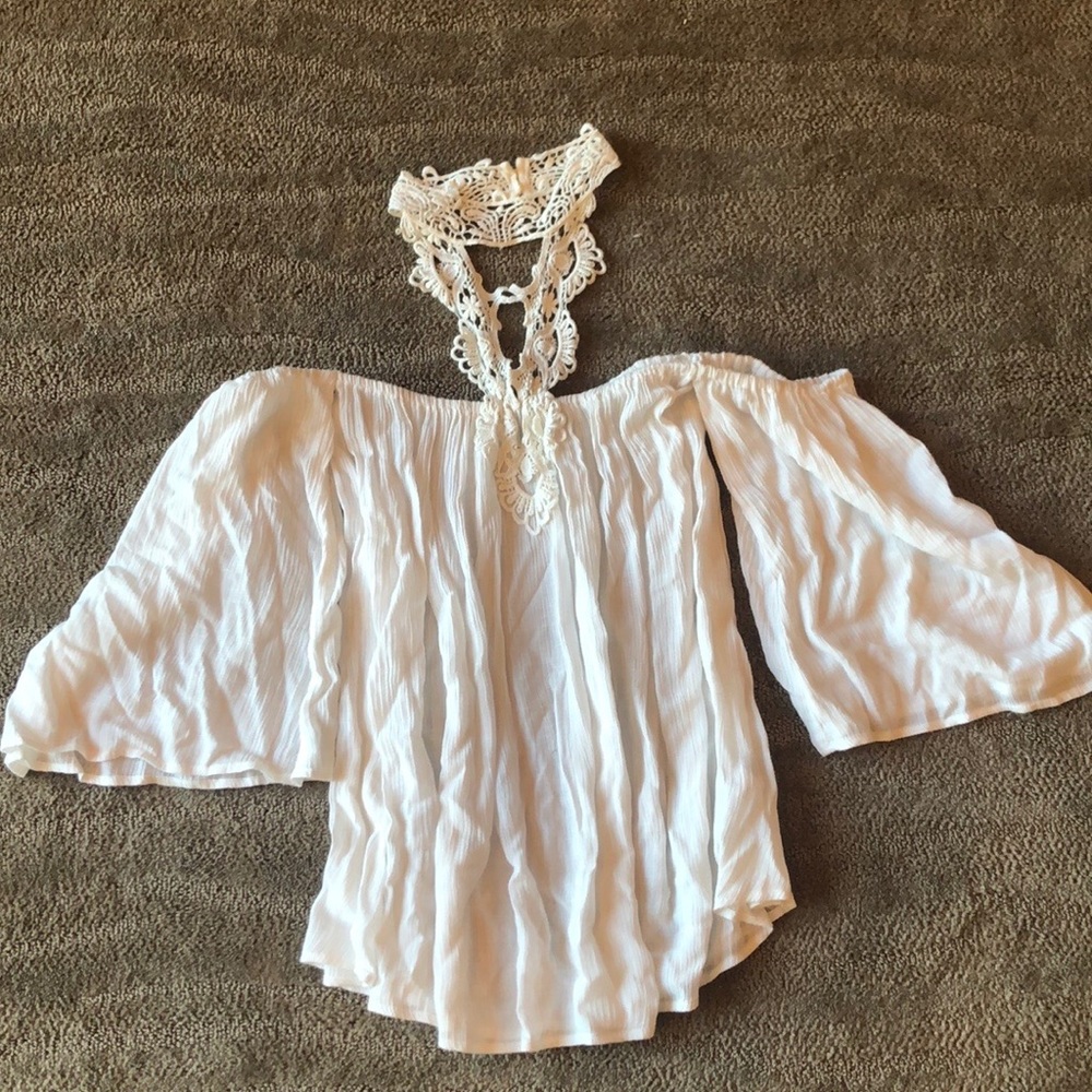 Off the shoulder white top